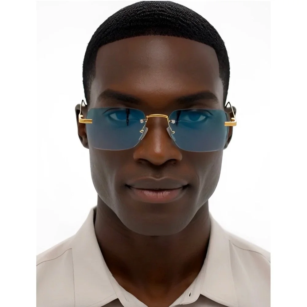 Mens Classy Sunglasses Gold Metal Frame Green‎ Lens Hip Hop Outfit UV400 Protect